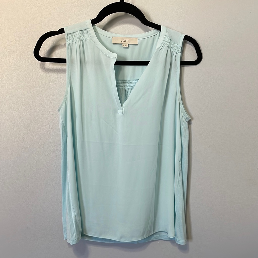 Loft Mixed Media Split Neck Shell